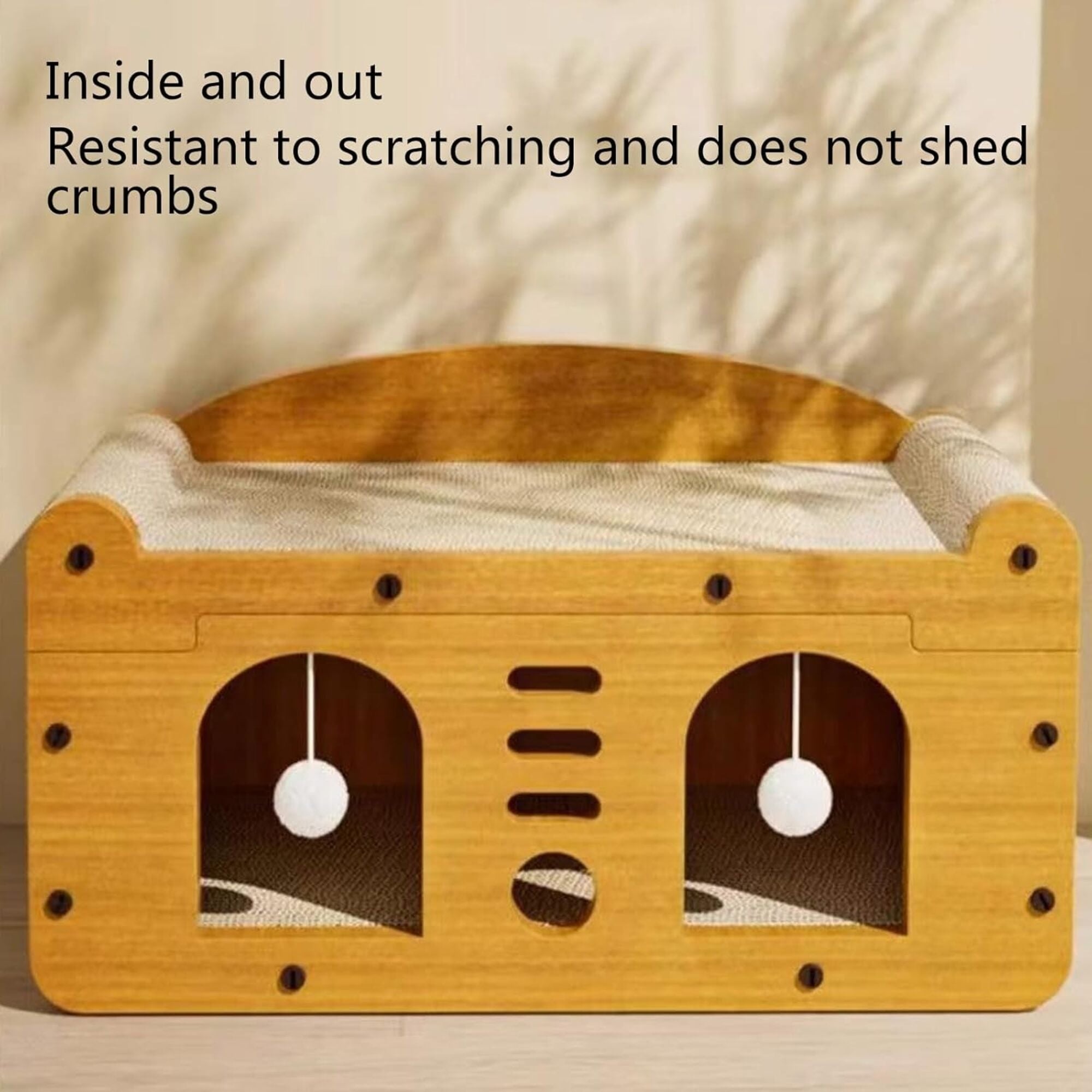 Double-Layer Cat House with Scratching Surface and Plush Balls, Multi-Level Cat Condo Bed, Durable Corrugated Paper Cat Furniture for Indoor Cats, 48×24×54 cm Double-Layer Cat House with Scratching Surface and Plush Balls, Multi-Level Cat Condo Bed, Durable Corrugated Paper Cat Furniture for Indoor Cats, 48×24×54 cm